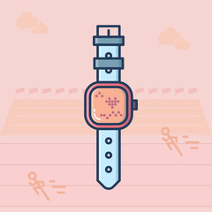 Vector illustration of pastel coloured Handwatch for outdoor sport activity