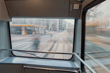 Helsinki tram in movement