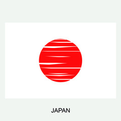 Flag Japan red sun cut style Hand drawn Modern design logo sign icon emblem Fashion print for clothes apparel greeting invitation card picture banner poster badge flyer websites Vector Illustration