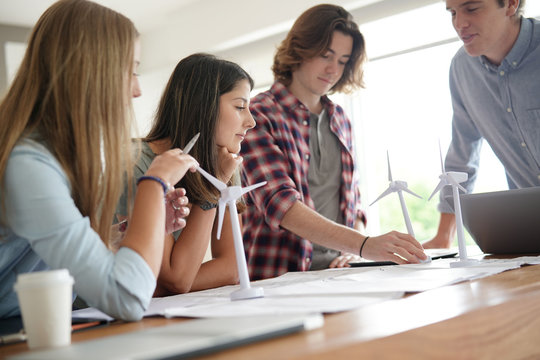 group of students working on a wind project