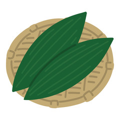 葉っぱ　カゴ　イラスト