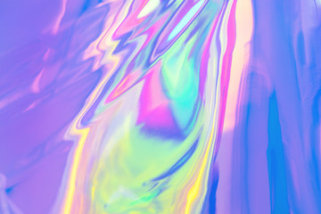 Blurred texture in violet, pink and mint colors. Abstract trendy holographic background in 80s...