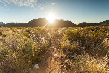 Wide angle panoramic view over the plains of the karoo just outside touwsrivier in the western cape...
