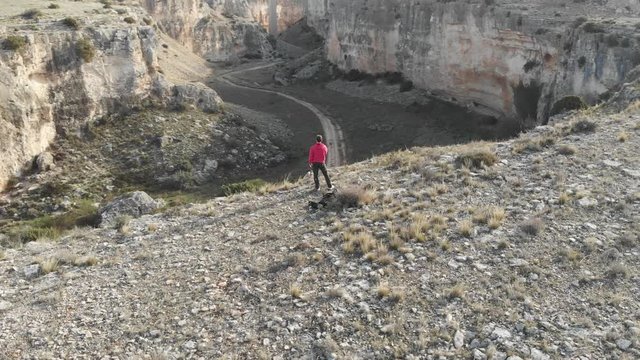 4k.drom video. Aerial view of the Barranco, Foz de Zafrane. The town of Alborton, Zaragoza, Spain, part 3