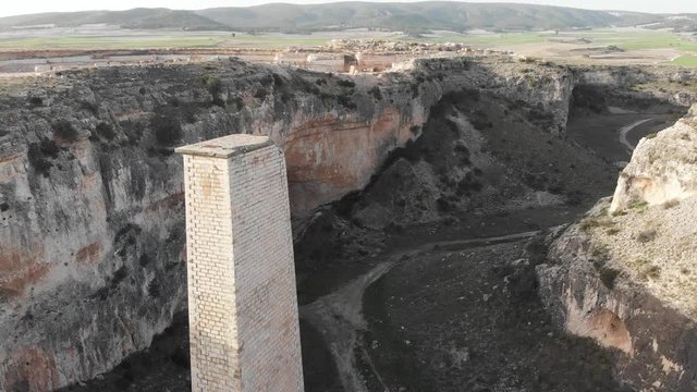 4k.drom video. Aerial view of the Barranco, Foz de Zafrane. The town of Alborton, Zaragoza, Spain, part 4