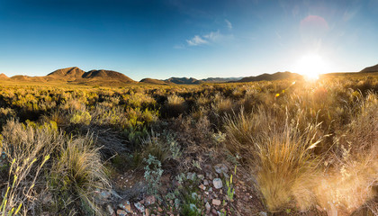 Wide angle panoramic view over the plains of the karoo just outside touwsrivier in the western cape...