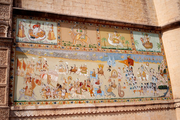 Mural painting at Jaypol Gate, Mehrangarh Fort,  Jodhpur  Rajasthan, India © RealityImages