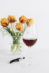 beautiful spring bouquet with yellow tender flowers