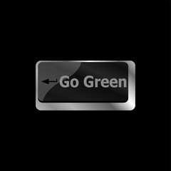 A keyboard with a key reading Go Green