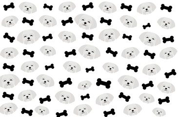 cute dog and bone pattern wallpaper with white background