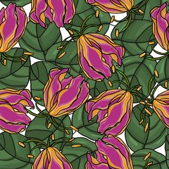 Flower pattern. Floral seamless background. Vector composition.
