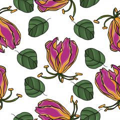 Flower pattern. Floral seamless background. Vector composition on an isolated background.
