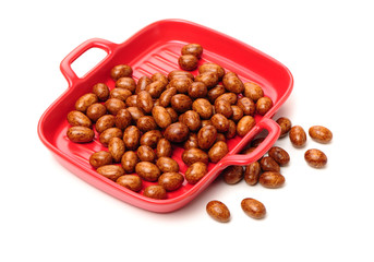 Crispy sweet peanut on white background 