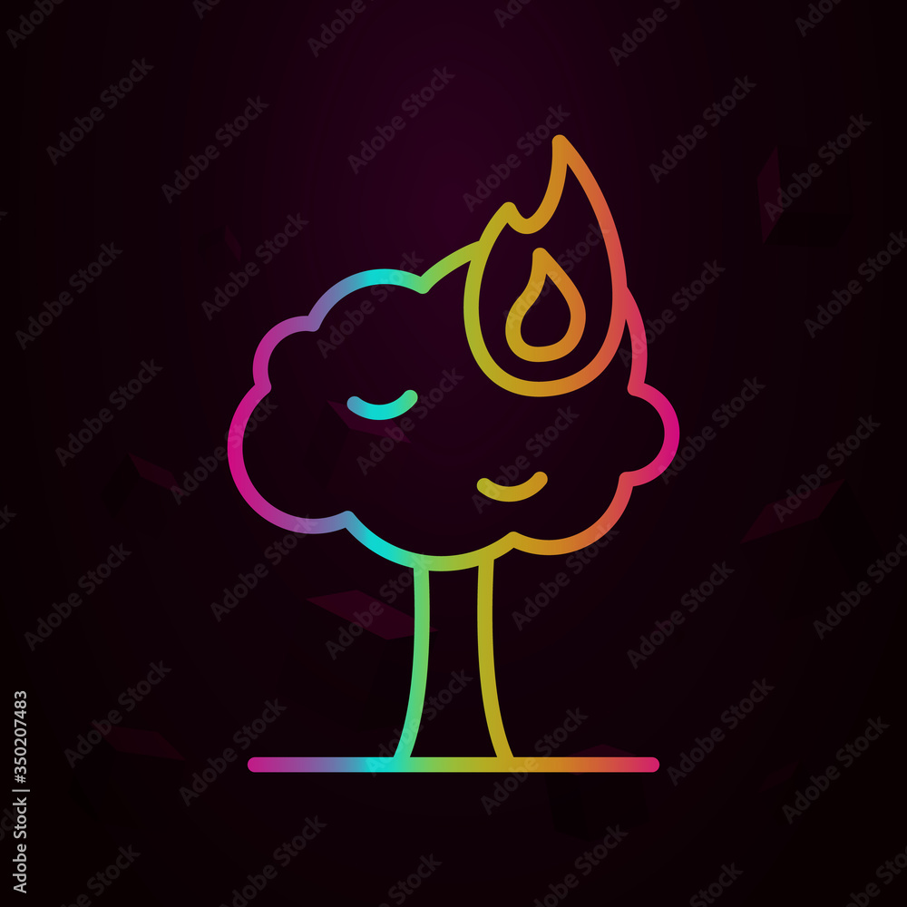 Poster burning tree, firefighter nolan icon simple thin line, outline vector of firefighter icons for ui an