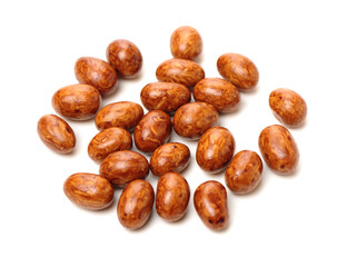 Crispy sweet peanut on white background 