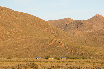 Wide angle panoramic view over the plains of the karoo just outside touwsrivier in the western cape of south africa