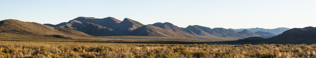 Wide angle panoramic view over the plains of the karoo just outside touwsrivier in the western cape...