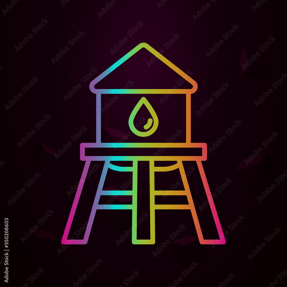 Poster water tower, firefighter nolan icon simple thin line, outline vector of firefighter icons for ui and