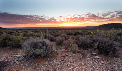 Wide angle view of the plains of the Tankwa Karoo in the Northern Cape Province of South Africa