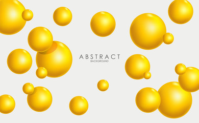 Realistic geometric forme scene, yellow background, minimal forme isolated, abstract banner, sphere 3d vector illustration