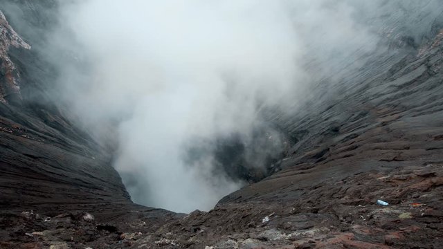 Video of the steaming active volcano Bromo