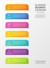 Infograph design with business icons and 7 options. Vertical diagram. Vector