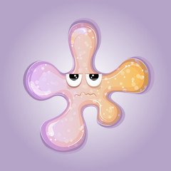 slime, blot on a purple background, sad, angry, volumetric illustration, vector illustration