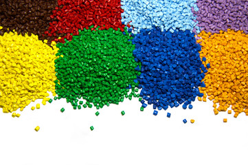 Multi colored plastic polymer granules 