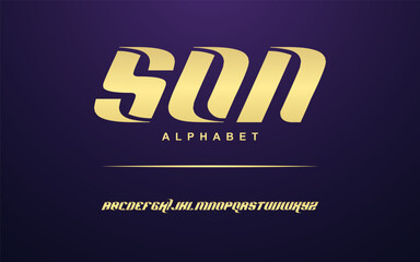 Elegant golden modern alphabet font set