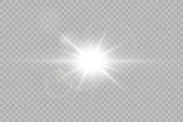White glowing light burst explosion with transparent. Cool effect decoration with ray sparkles. Transparent shine gradient glitter - obrazy, fototapety, plakaty