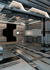3D Rendering Space Ship Indoor