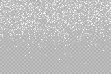 Seamless realistic falling snow or snowflakes. Isolated on transparent background - stock vector.