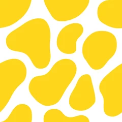 Dekokissen Nahtloses rundes Steinmuster. Abstrakter bunter Hintergrund mit gelben organischen Formen. © Oleksandra