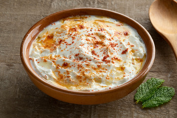 Bowl with Lebanese labneh