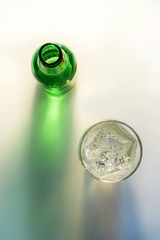 lemonade, lemonade and a glass bottle top view