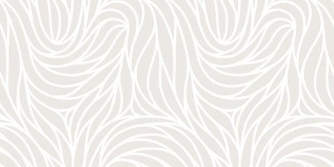 Elegant seamless floral pattern. Wavy vector abstract background. Stylish modern monochrome linear texture. - obrazy, fototapety, plakaty