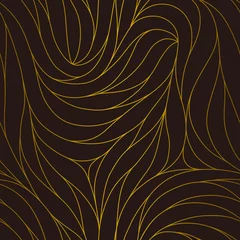 Printed kitchen splashbacks Brown Elegant seamless floral pattern. Wavy vector abstract background. Stylish modern golden linear texture.