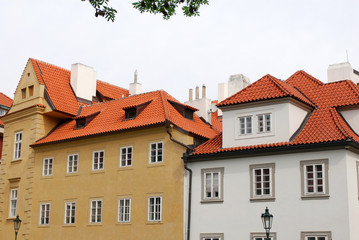 Some old fashion buildings in Prague city in the spring