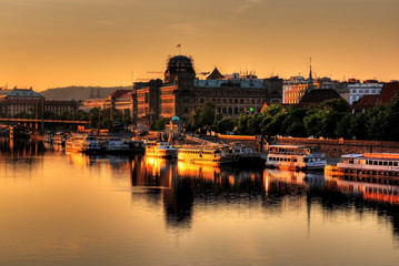 Early morning in Prague. Sunrise in Europe