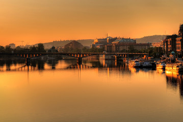 Early morning in Prague. Sunrise in Europe
