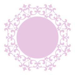 Decorative frame Elegant vector element for design in Eastern style, place for text. Floral purple border. Lace illustration for invitations and greeting cards