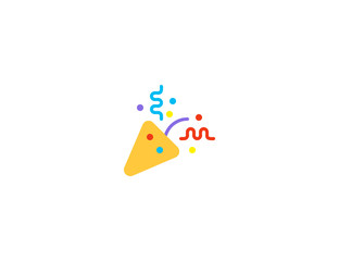Party popper vector flat icon. Isolated confetti emoji illustration 