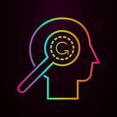 Human, magnifier in mind nolan icon Simple thin line, outline vector of Human mind icons for ui and ux, website or mobile application