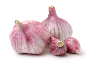 Fresh young garlic isolated on white background