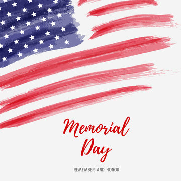 USA Memorial day background. Abstract grunge brushed flag of United States of America with text.