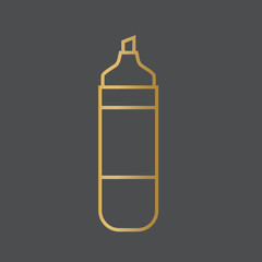 golden marker pen icon- vector illustration