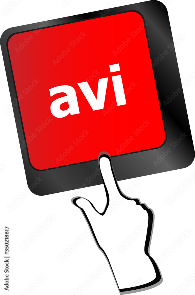 Poster closeup of avi key in a modern keyboard keys
