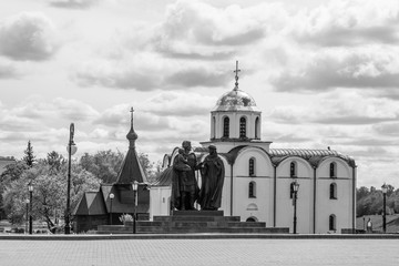 Vitebsk,Belarus- 14 May 2020: Square of the Millennium and the monument to Alexander Nevsky and his...