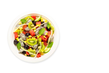 Salad vegetarian isolated on white background. Salad isolated with clipping path.