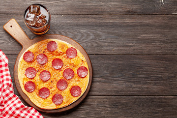 Tasty homemade pizza with pepperoni